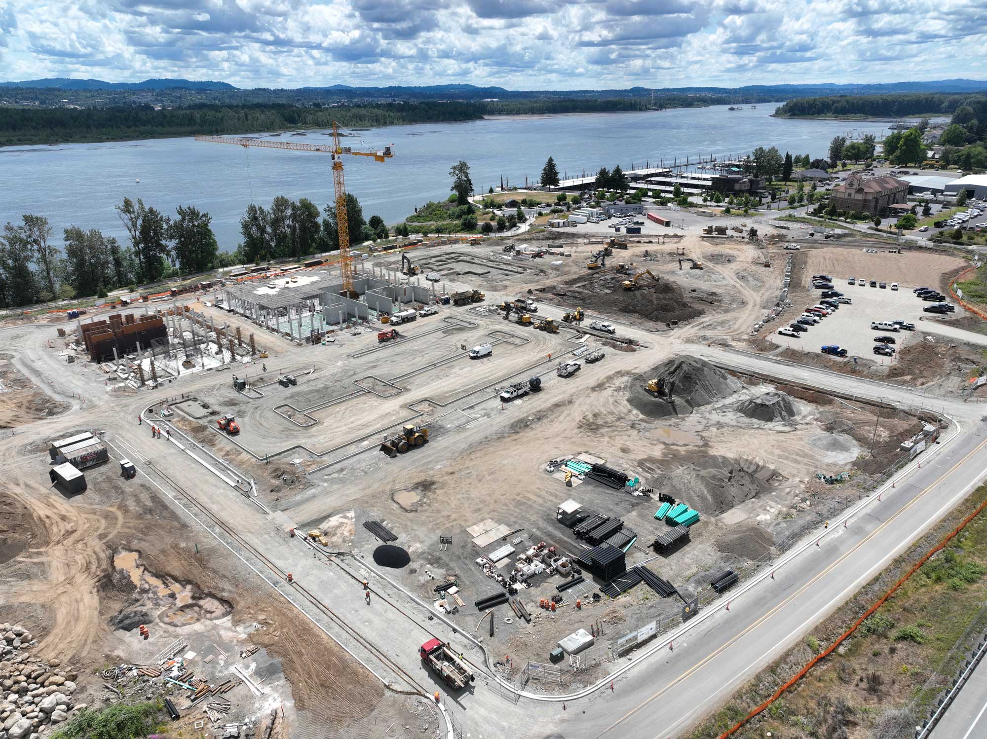 Hyas Point Apartments Construction Drone View June in Camas - Washougal