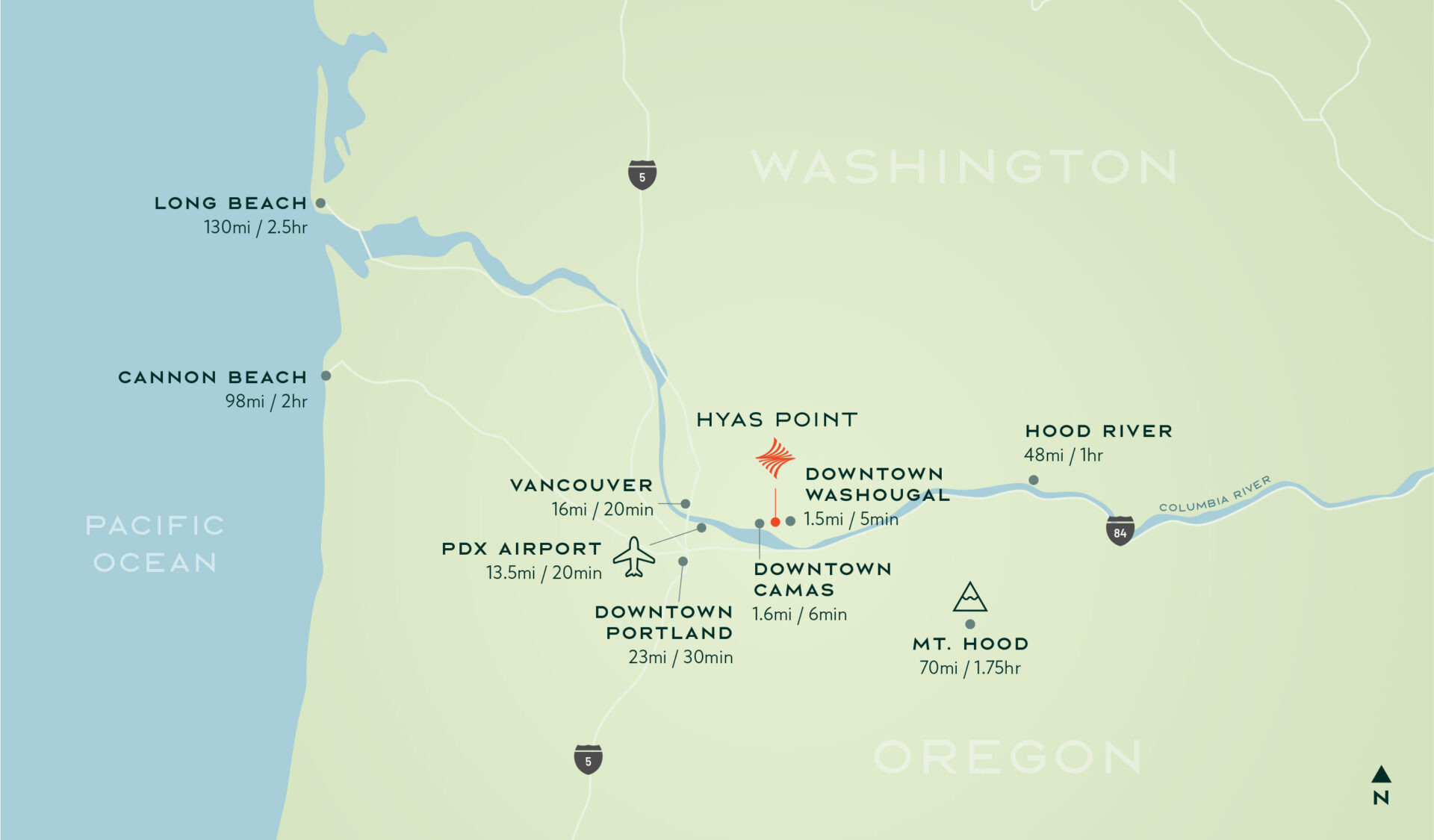 Points of Interest in Camas-Washougal near Hyas Point